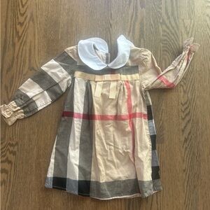 Plaid Long Sleeve Dress with White Collar